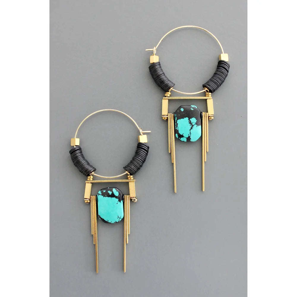 The Art Deco Turquoise Hoop Earrings by David Aubrey Jewelry at Harbour Thread