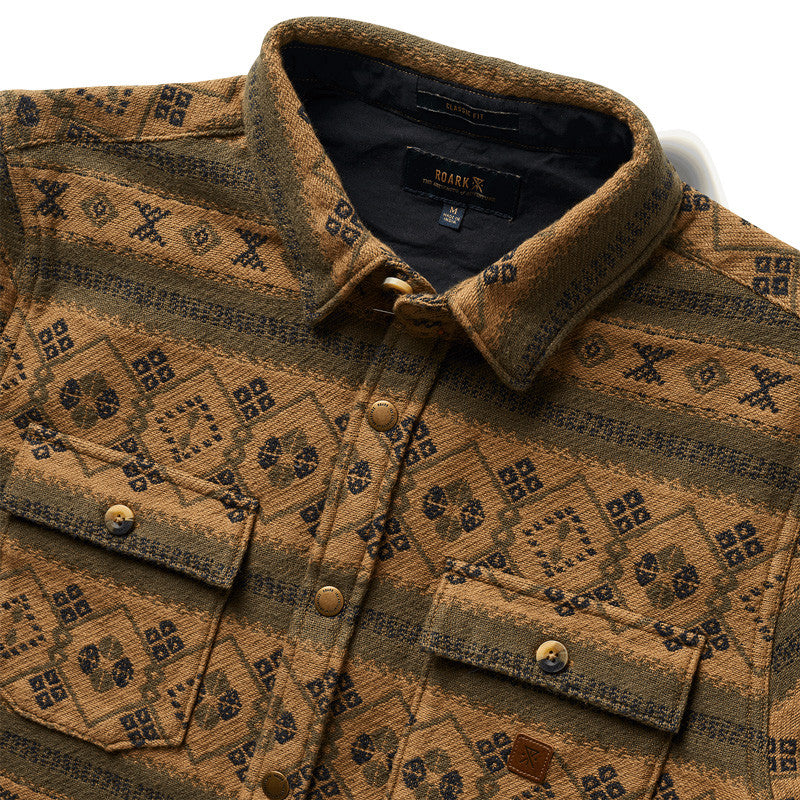 
                      
                        Collar and pocket design details on the Hillside Nordsman Teton Long Sleeve Flannel Shirt by Roark
                      
                    