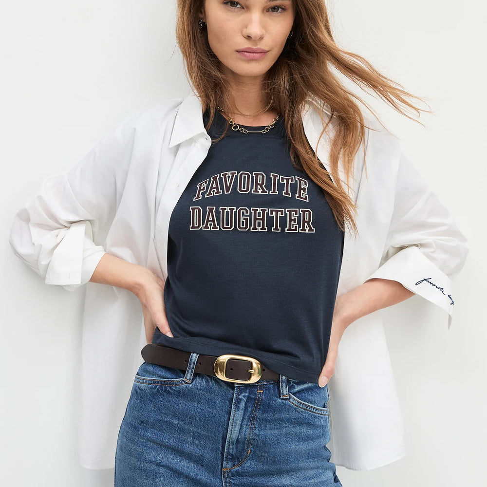 The Cropped Collegiate Tee is the kind of shirt you can wear anywhere, with anything. Find yours at Harbour Thread boutique in Burlington, VT. 