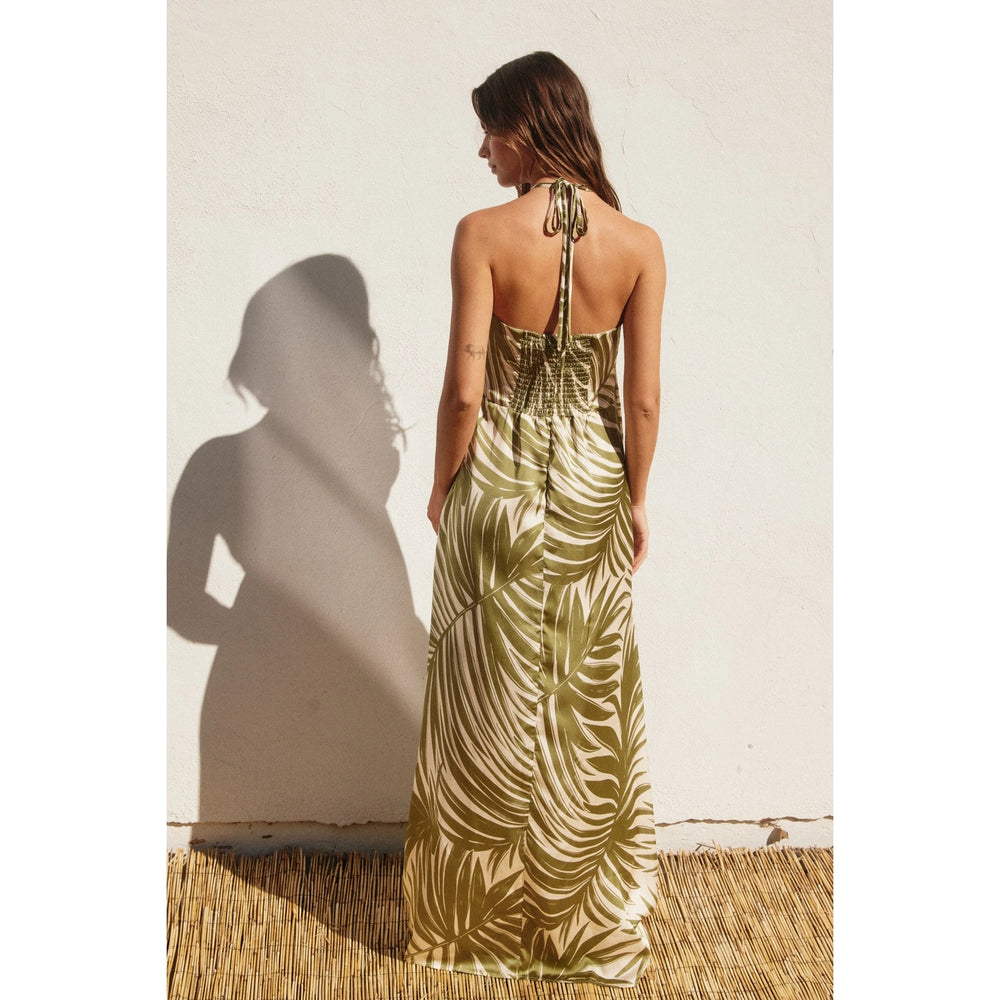 Women's halter neck maxi dress with smocked back detail