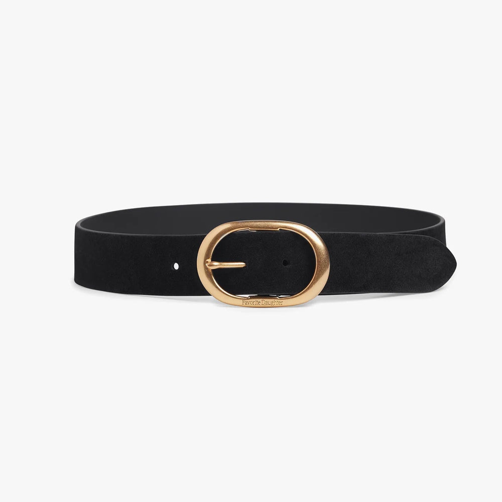 
                      
                        The Suede Jean Belt in the color Black/Antique Brass
                      
                    