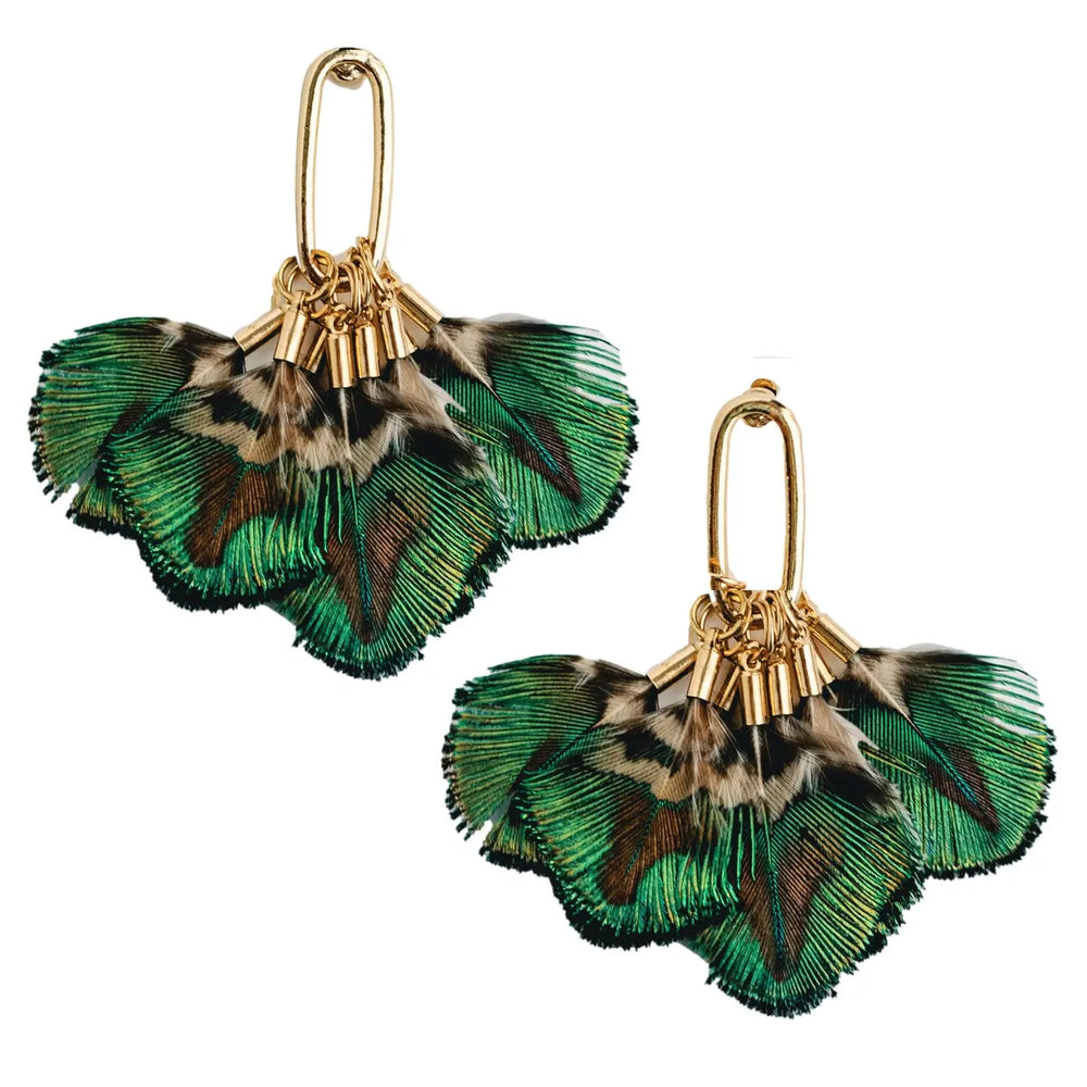 
                      
                        The Mallard Feather Tassel Statement Earrings are available at Harbour Thread in Burlington, VT. 
                      
                    