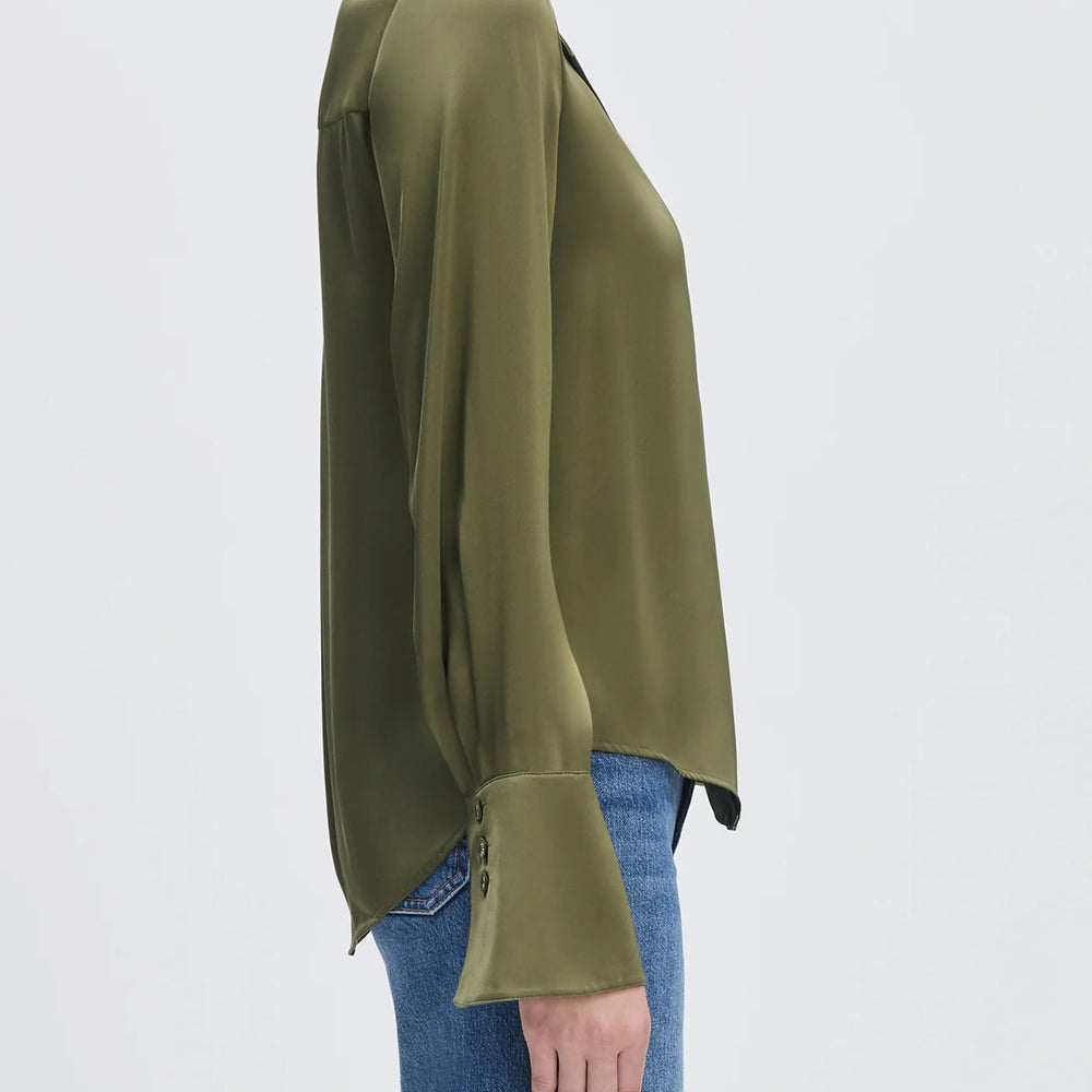 
                      
                        Long sleeve silky green blouse
                      
                    