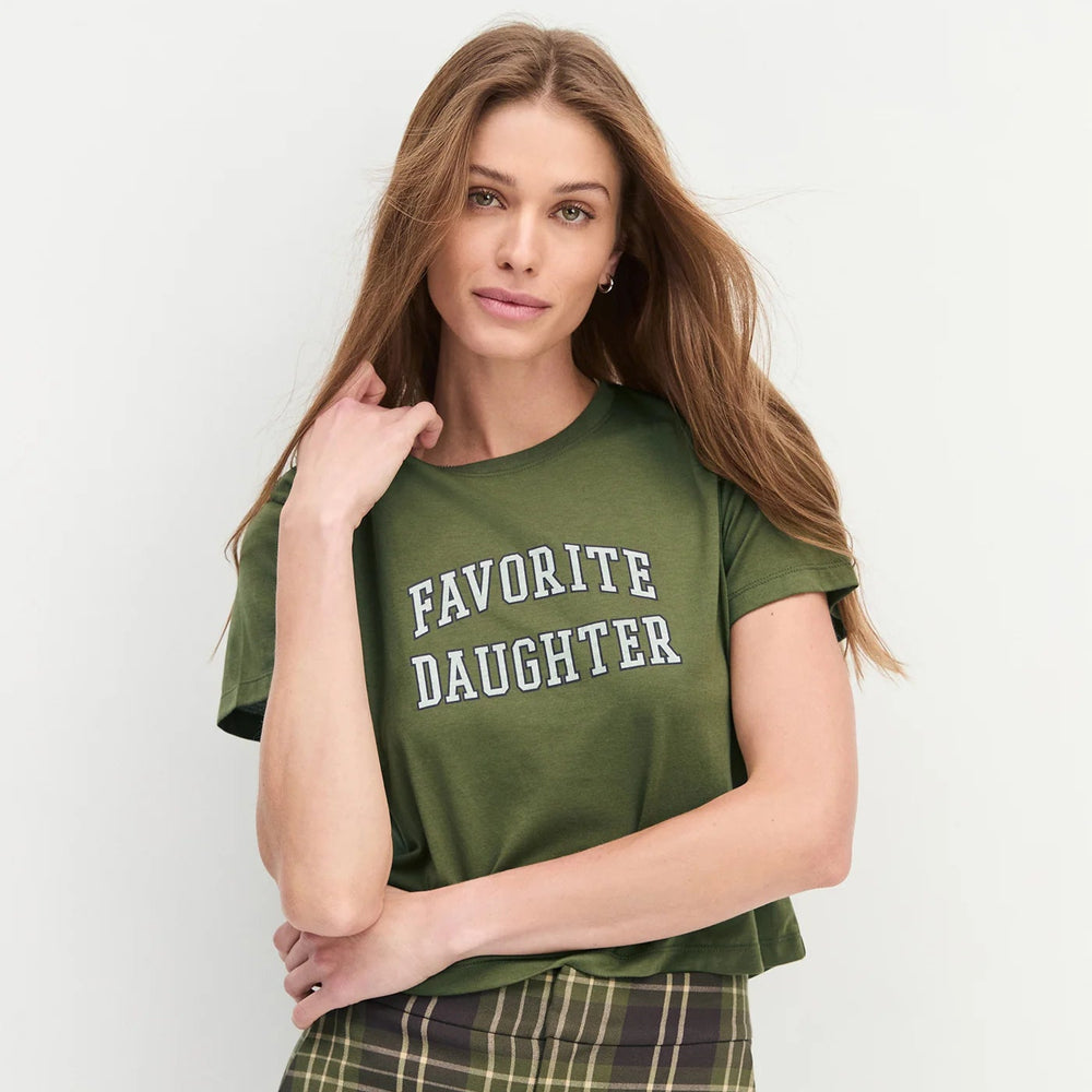 
                      
                        Favorite Daughter Cropped Collegiate Tee
                      
                    