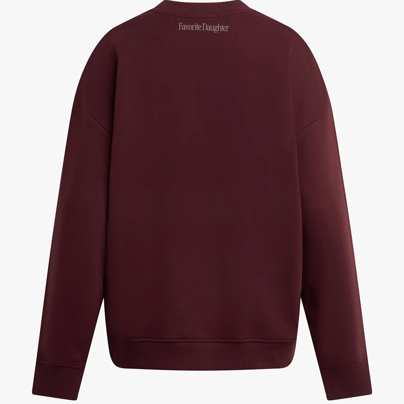 Maroon sweatshirt with 'Father Daughter' text on the back against a white background
