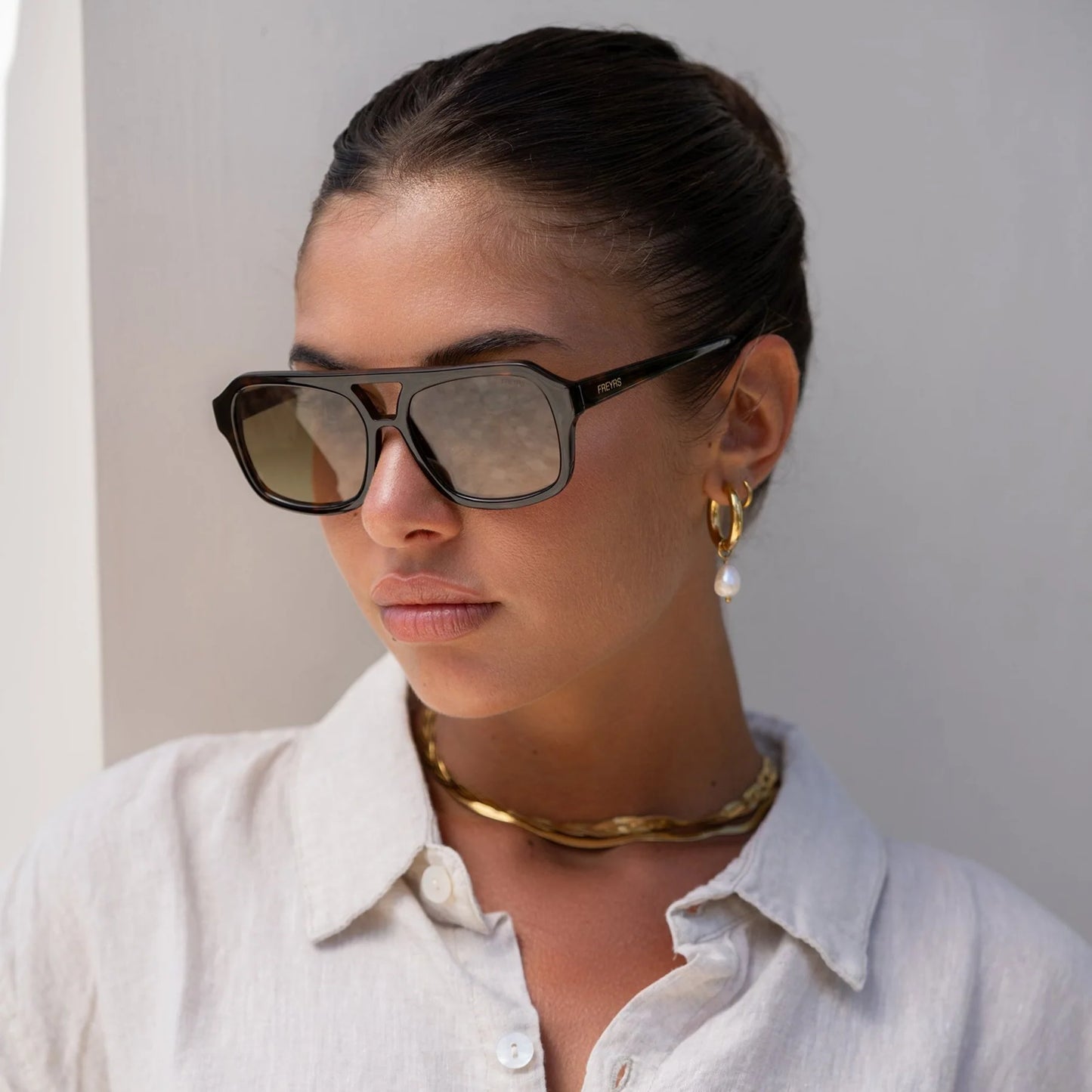 FREYRS Havana Acetate Aviator Sunglasses in Dark Tortoise