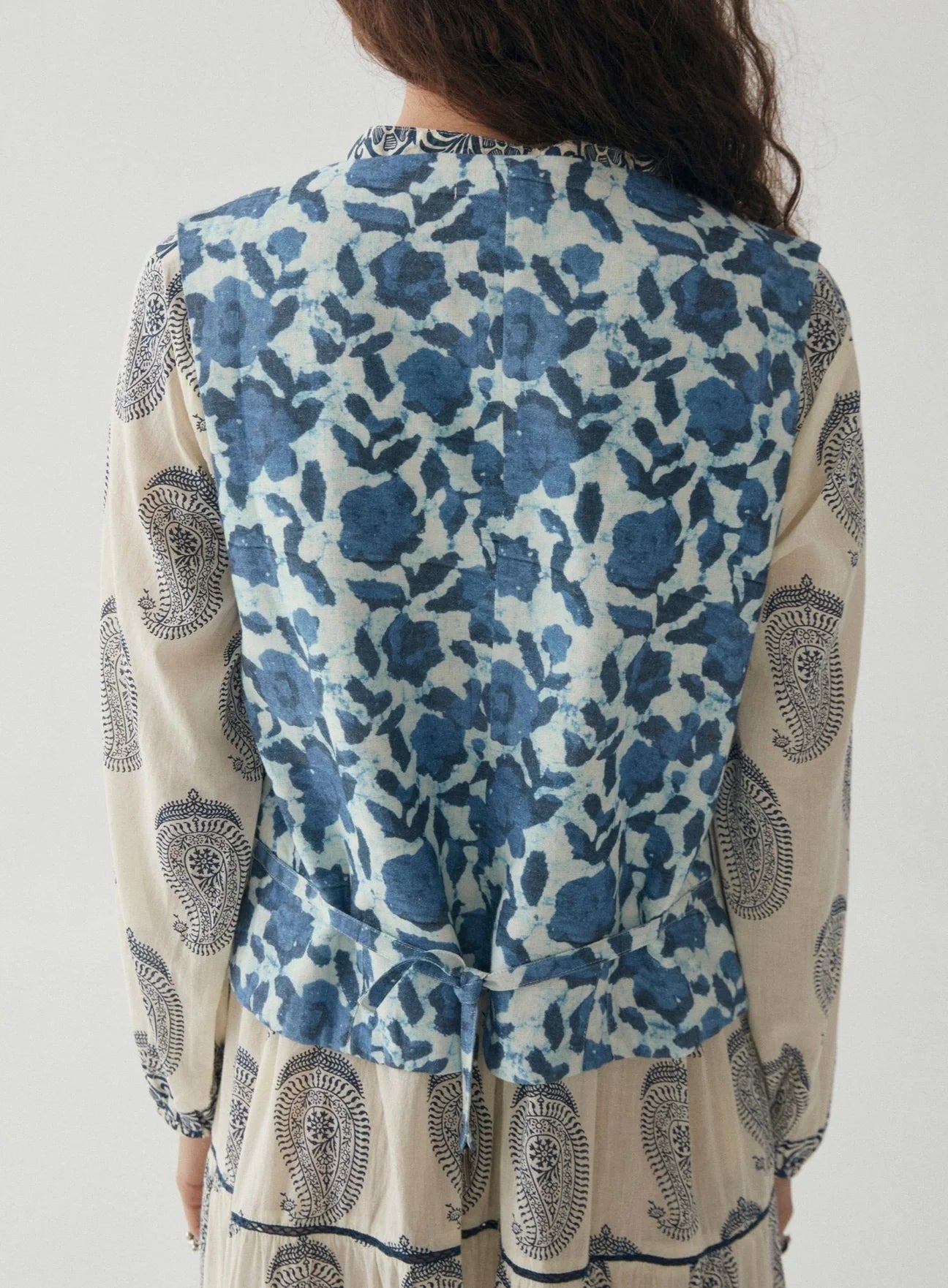 Back view of the White Stripes Giada Vest by Maison Hotel