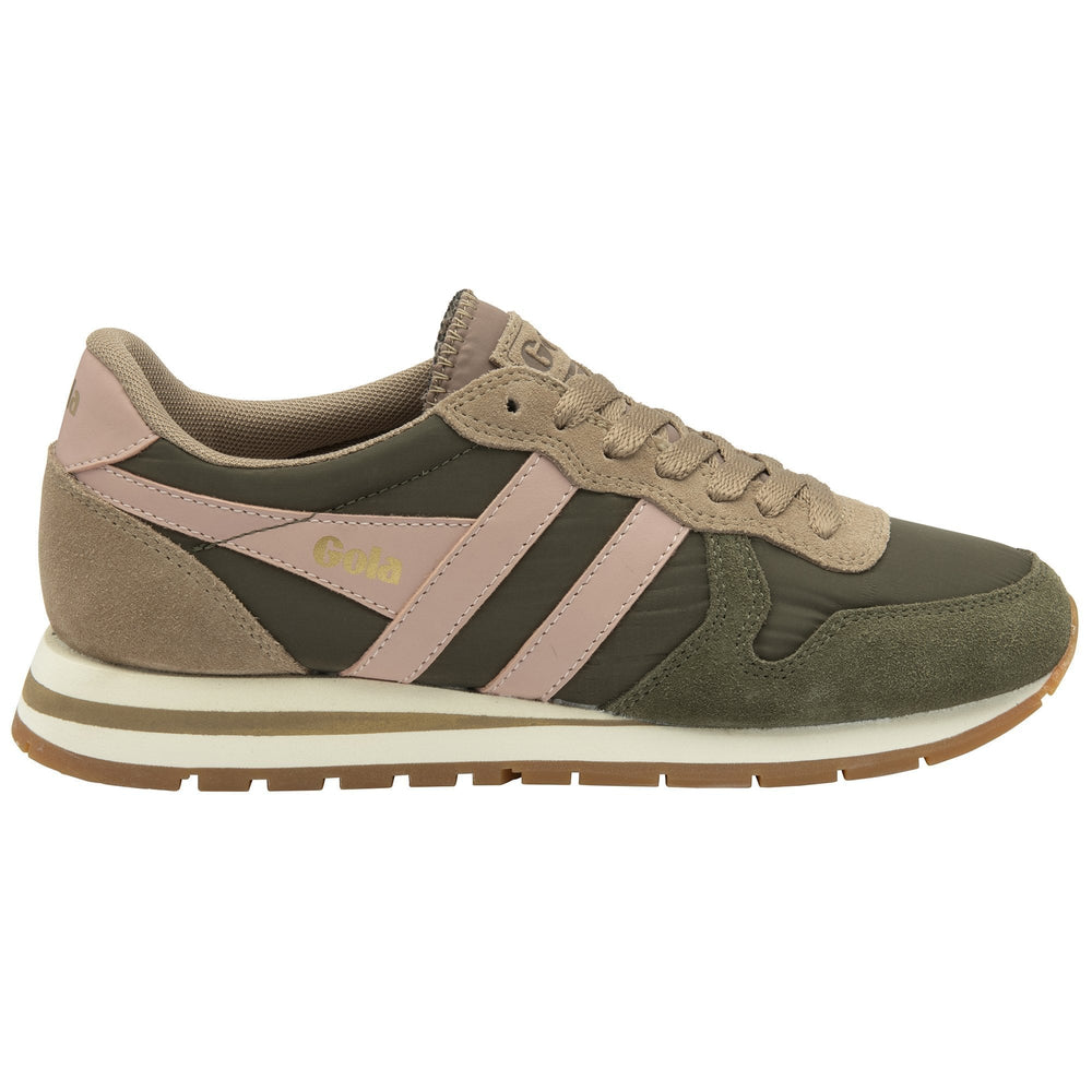 Gola Classics Women's Daytona Chute Sneakers in Khaki/Cappuccino/Coral Pink