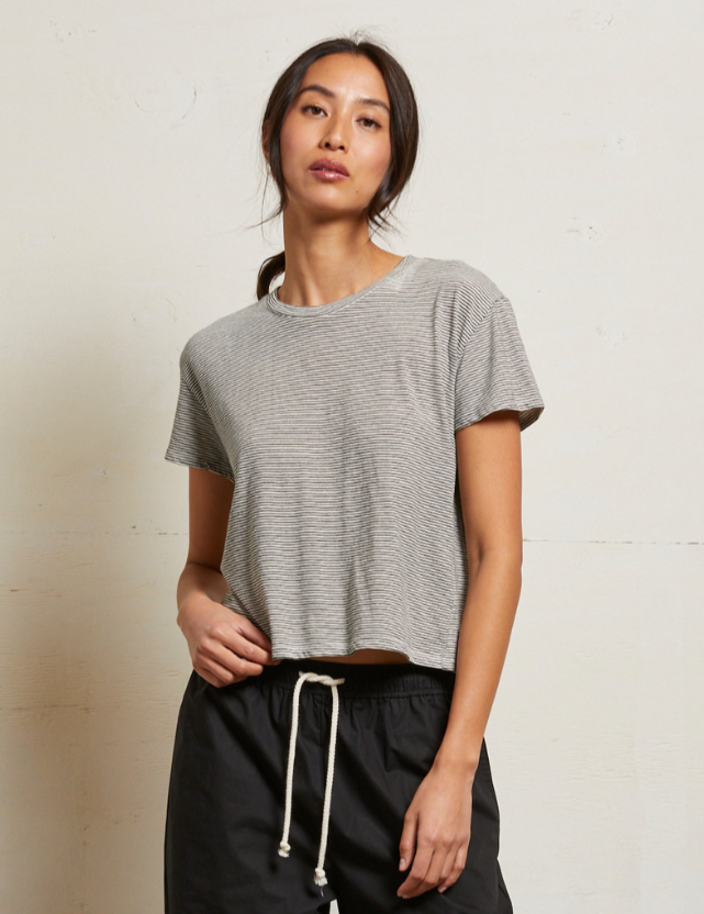 Enjoy cool, casual and versatile styling with the Harley Stripe Boxy Crew from Perfect White Tee. Find yours at Harbour Thread boutique in St. Pete, FL!