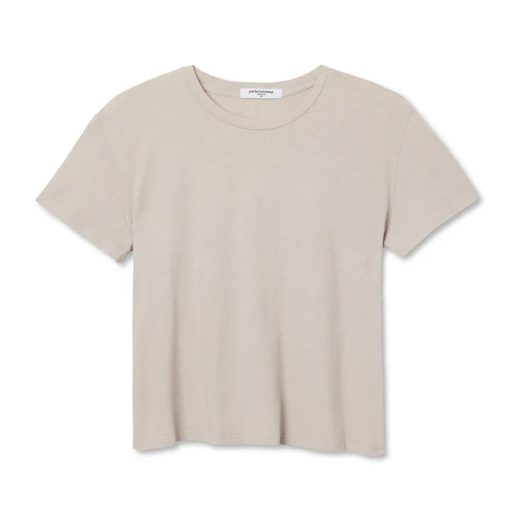 Perfect White Tee Harley Cotton Boxy Crewneck Tee in Silver