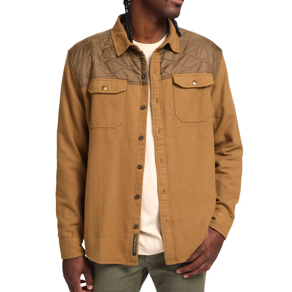 Front view of the Teak Quintana Quilted Flannel by Howler Brothers