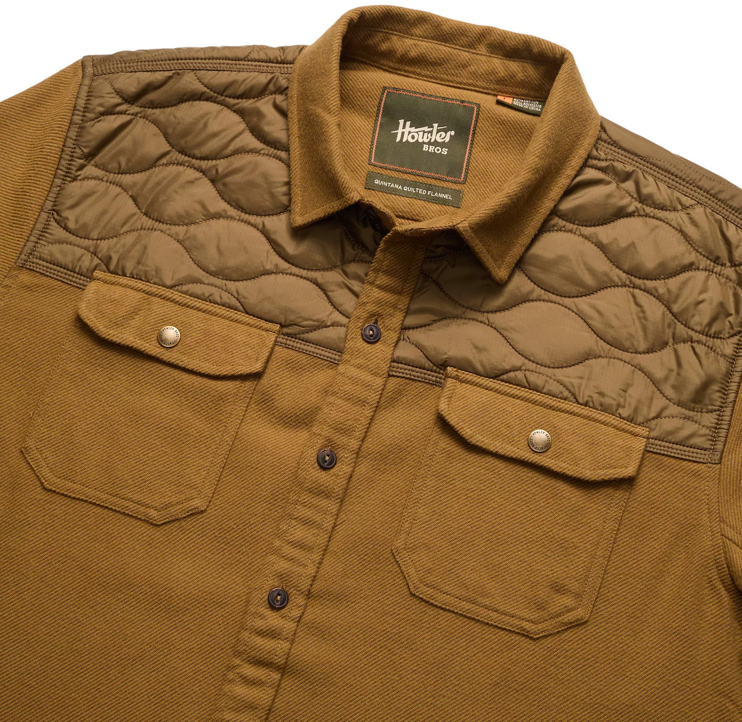 Design detail on the Teak Quintana Quilted Flannel by Howler Brothers