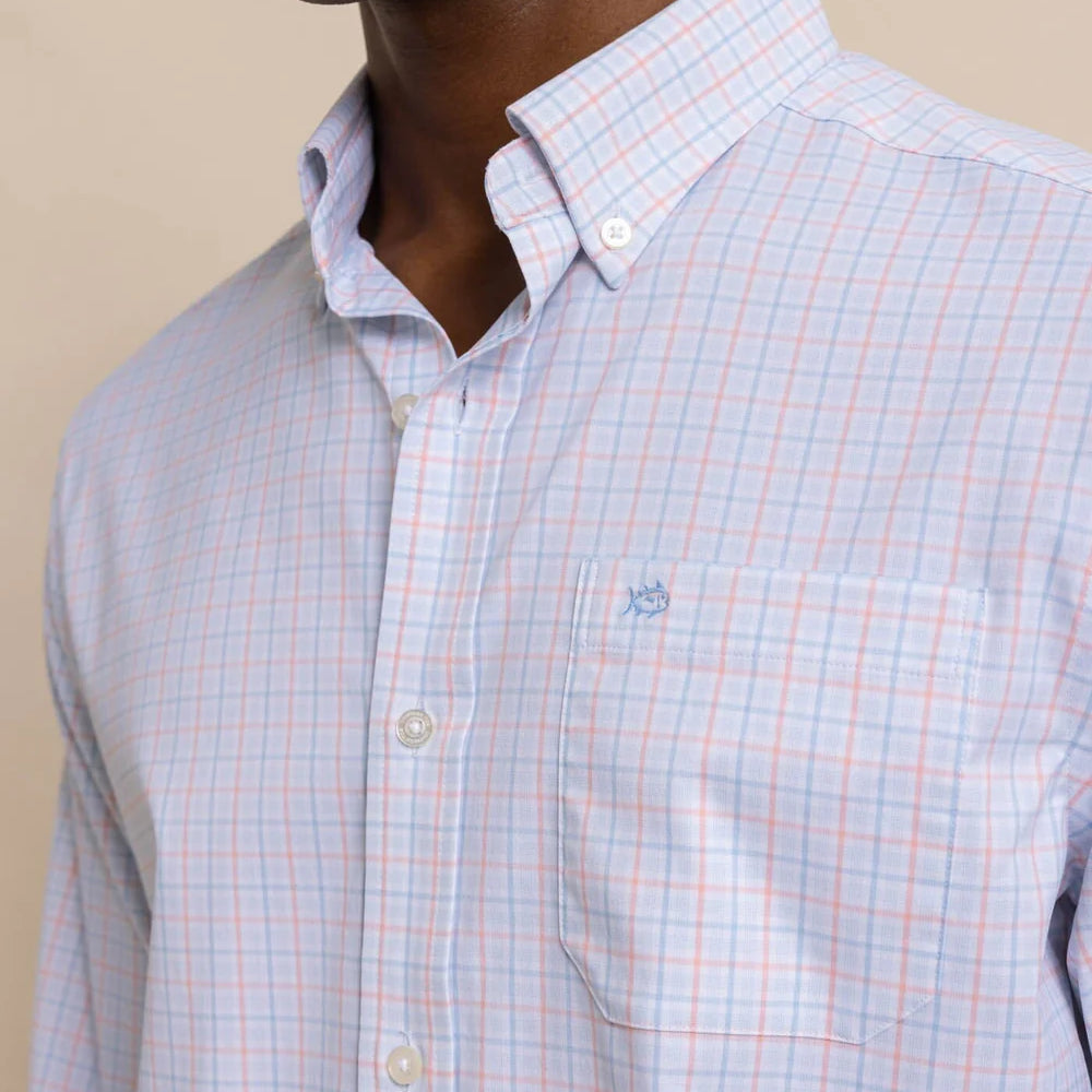 
                      
                        Design detail on Southern Tide's Intercoastal Falls Park Plaid Sport Shirt in the color Clearwater Blue
                      
                    