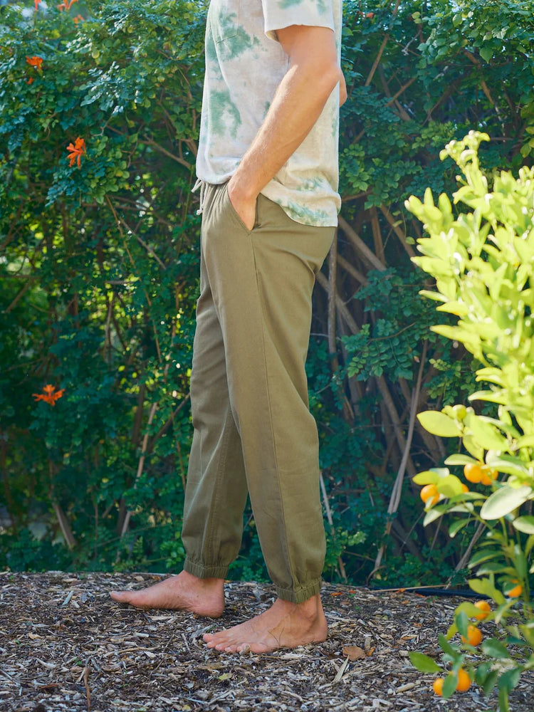 
                      
                        Side view of Mollusk's Jeffrey Pants in the color Faded Mash Green
                      
                    