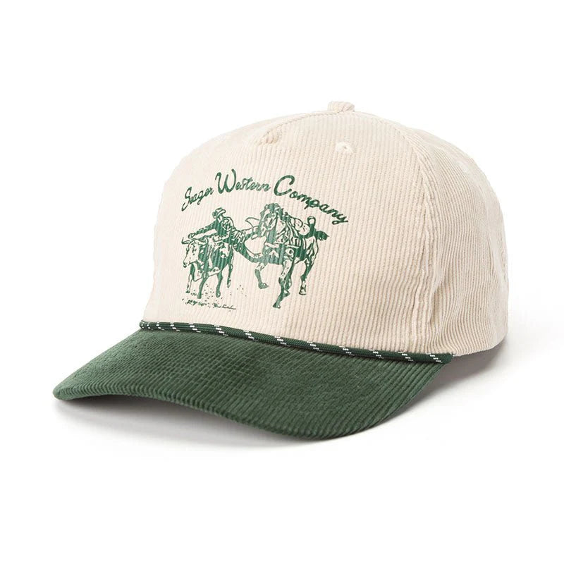 The Seager Los Rios Corduroy Snapback in Natural/Green.