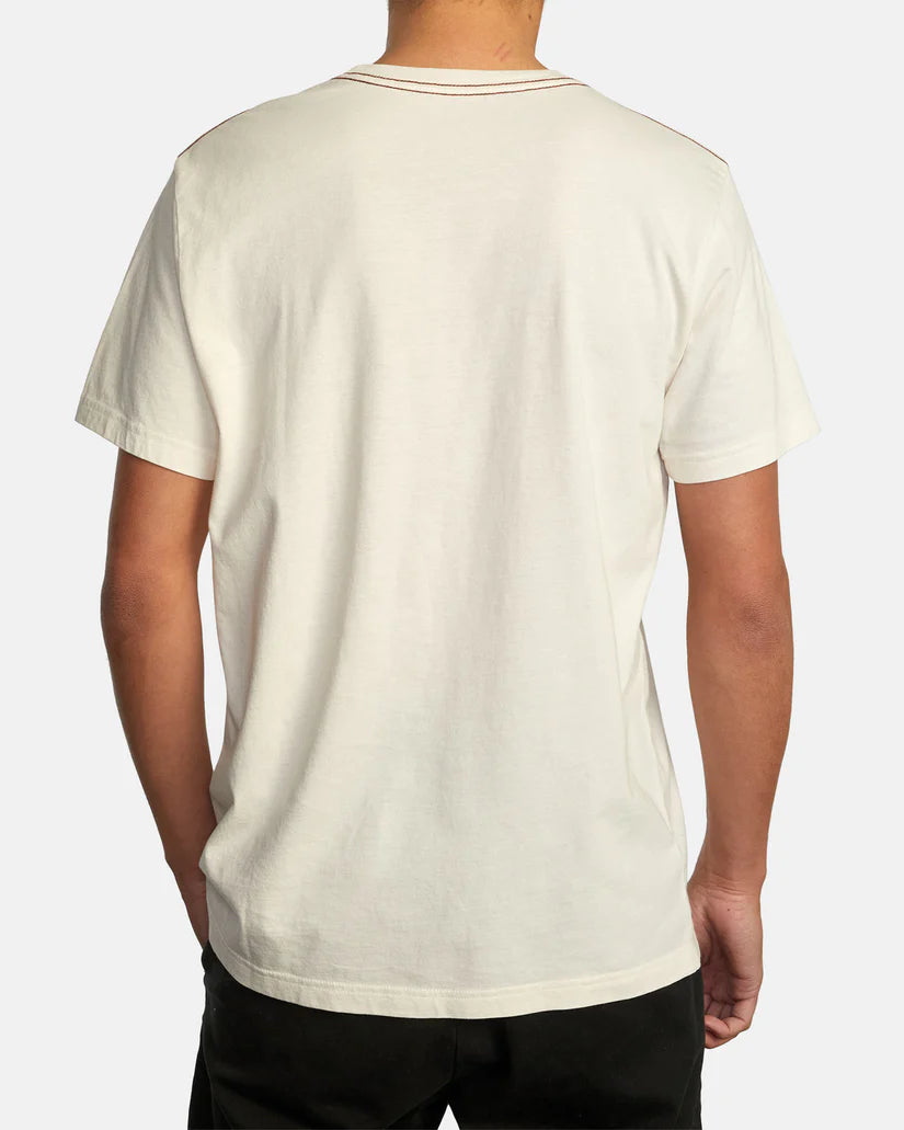 Back view of RVCA's PTC II Pigment Short Sleeve Tee in the color Natural