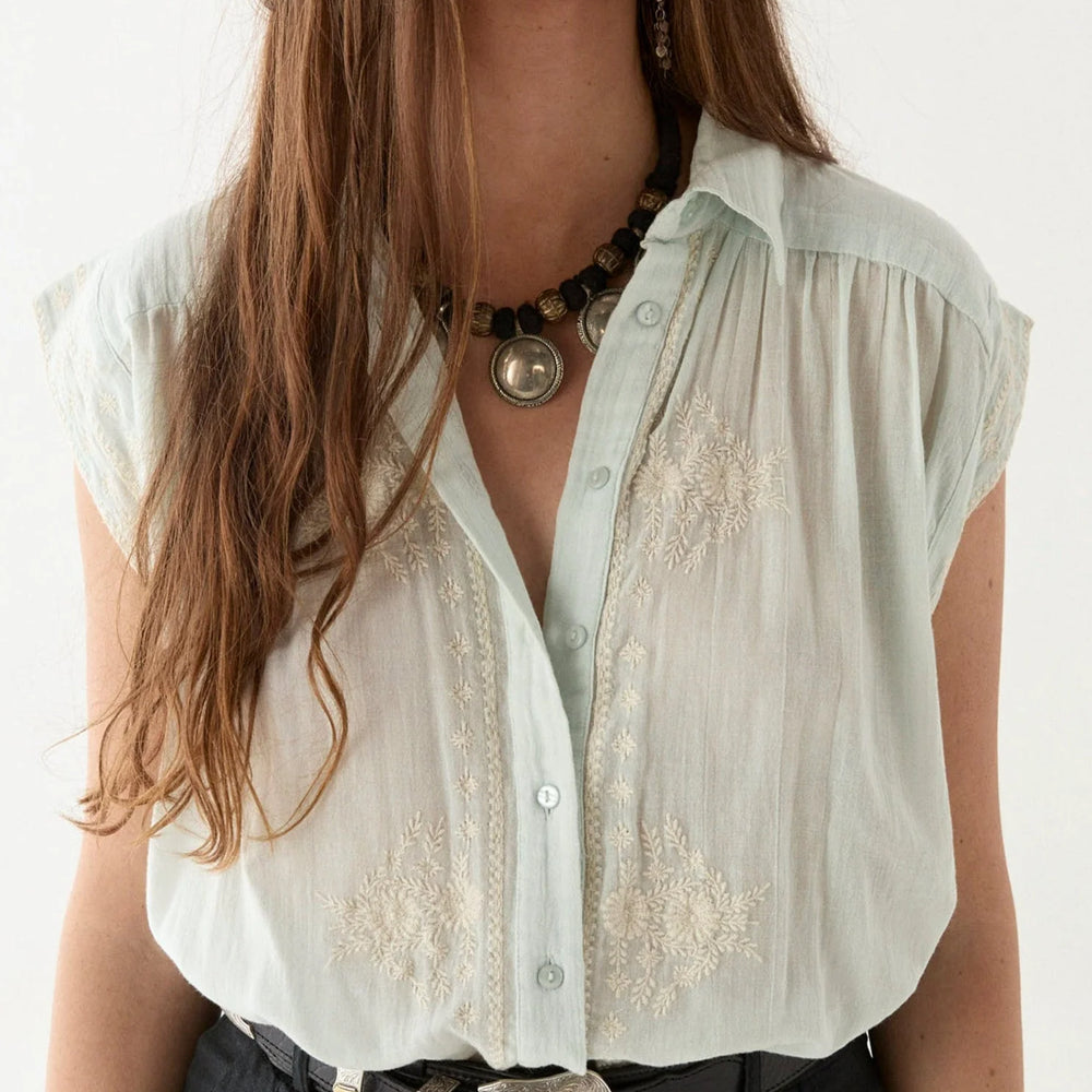 Shop the vintage-inspired Daisy Azzuro Mafalda Blouse by Maison Hotel at Harbour Thread 
