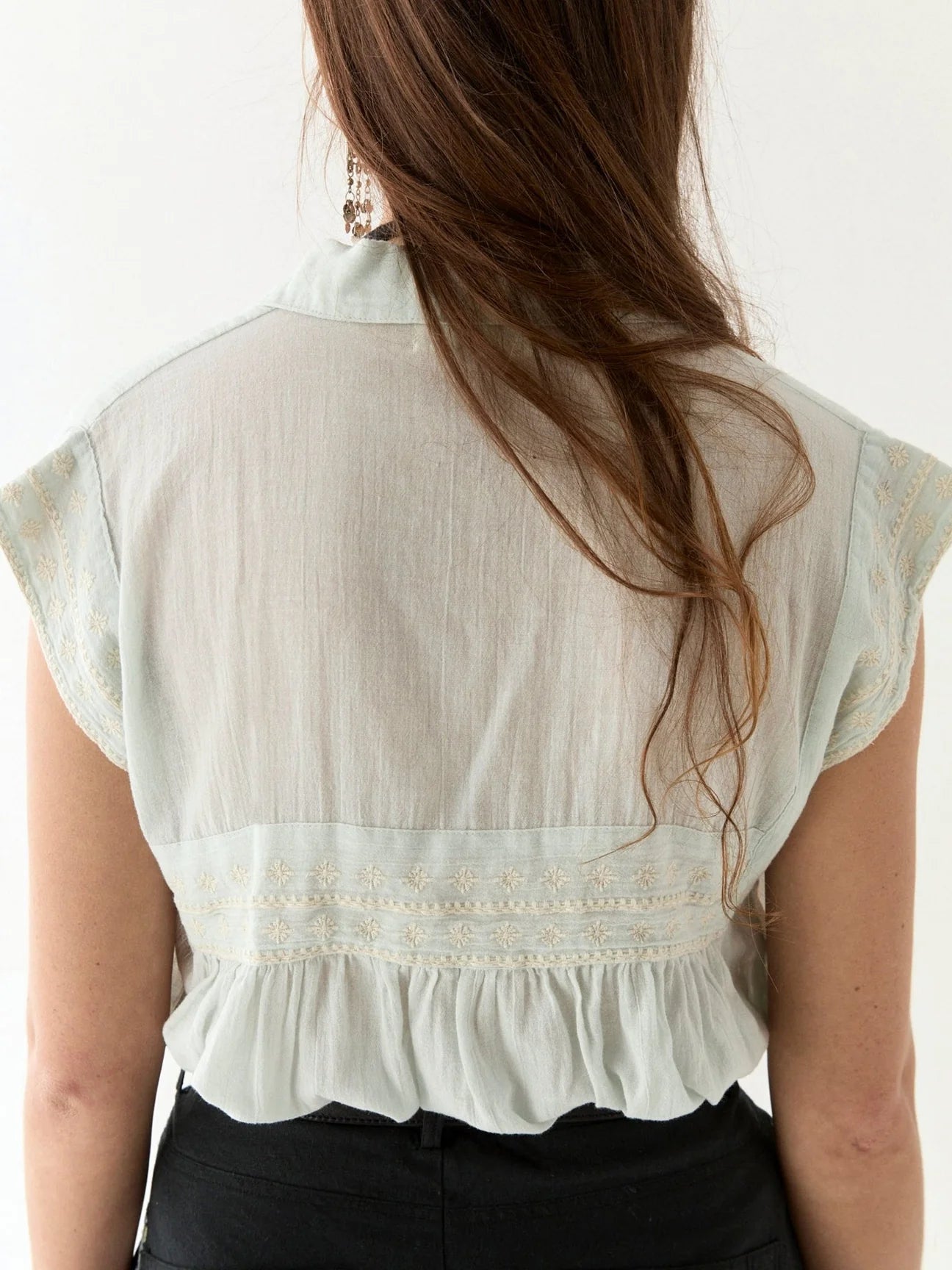 blue embroidered blouse
