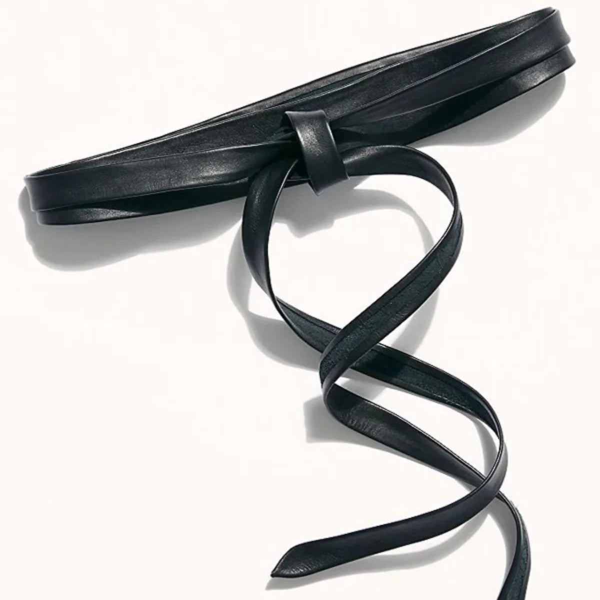 The Black Midi Wrap Leather Belt by ADA Collection