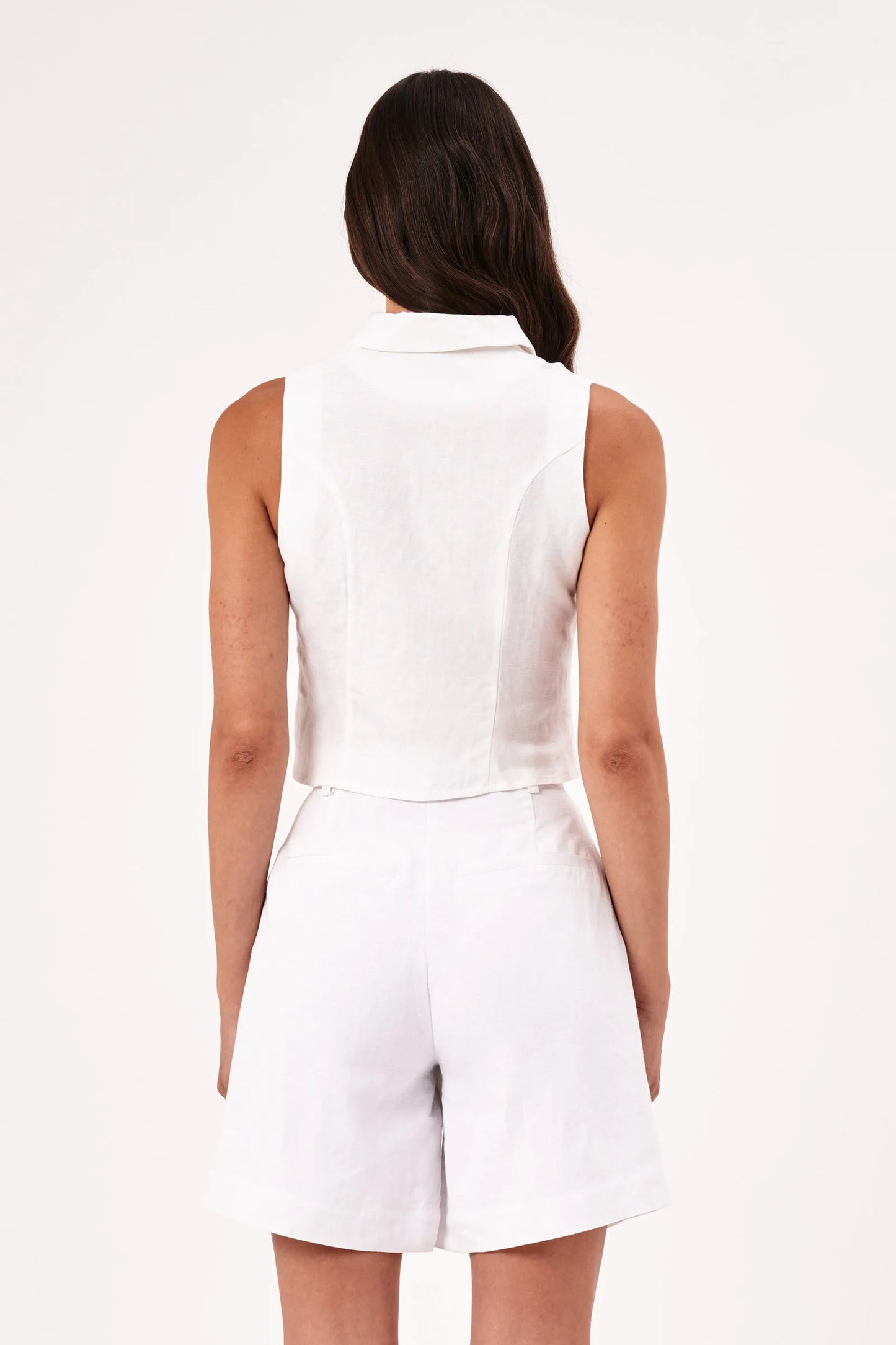 Back view of the white Nina Linen Top by Rolla's