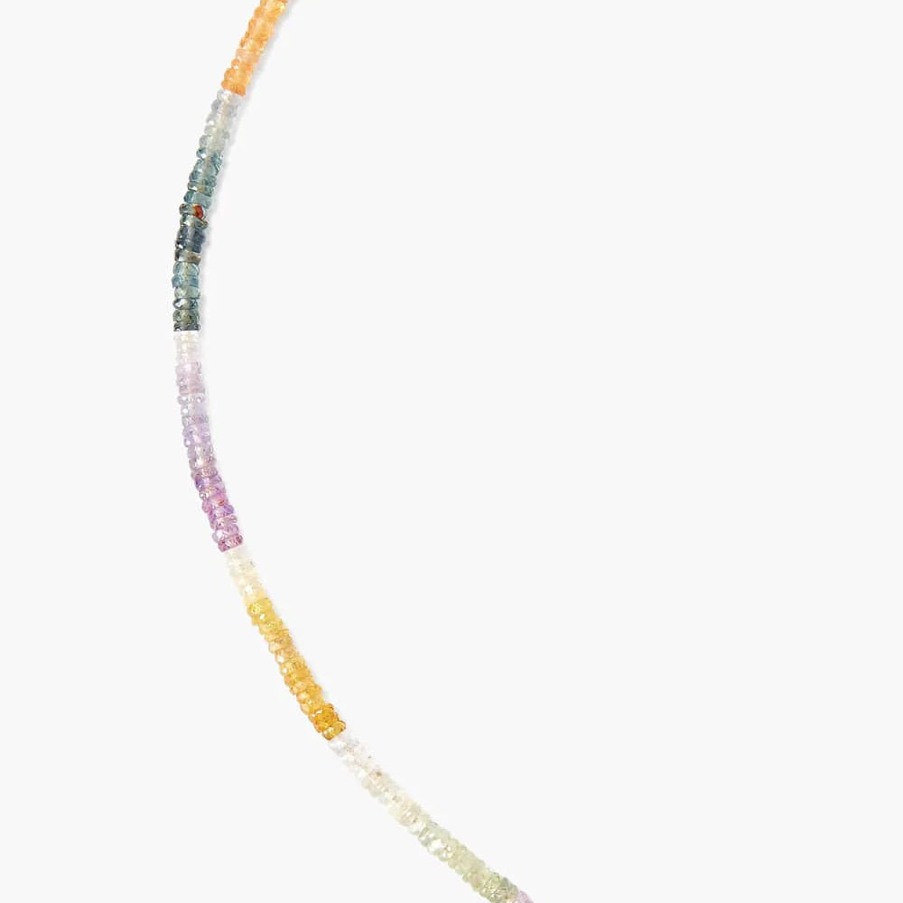 
                      
                        Detail on Chan Luu's 14K Multi Sapphire Line Necklace
                      
                    