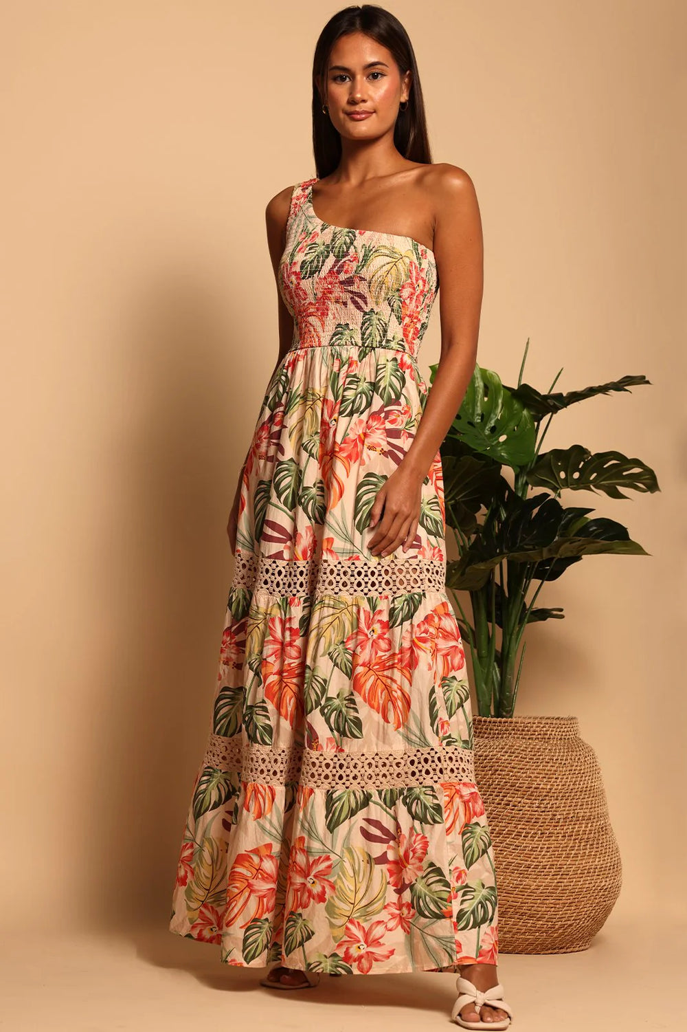 The Jungle Harmony Ozzy One Shoulder Maxi Dress by Shore