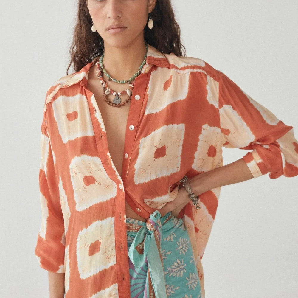 
                      
                        Front view of Maison Hotel's Trapeze Palmira Blouse in the color Terracotta
                      
                    