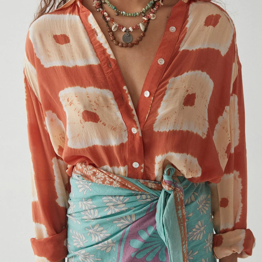 
                      
                        Front view of Maison Hotel's Trapeze Palmira Blouse in the color Terracotta
                      
                    