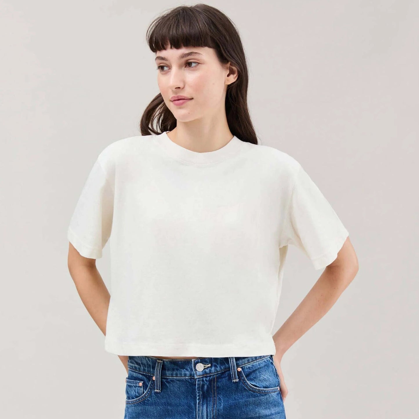 Richer Poorer Relaxed Crop Tee in Bone