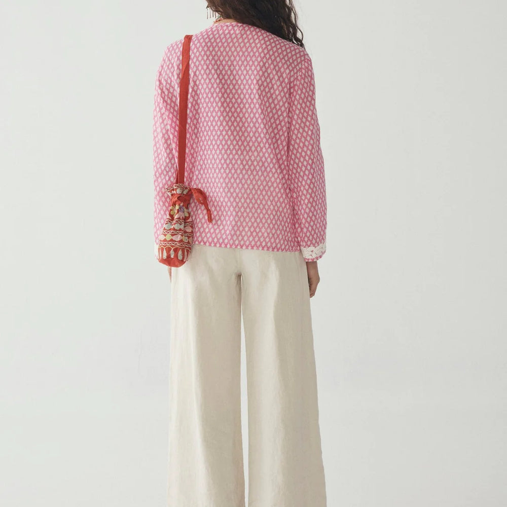 Back view of the pink Rita Blouse by Maison Hotel