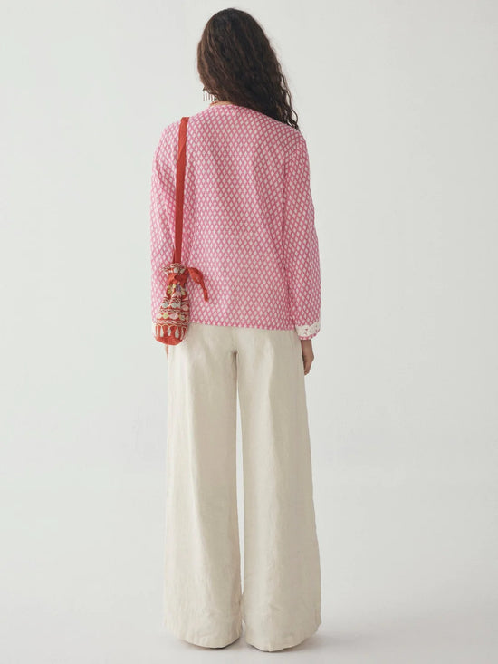 Back view of the pink Rita Blouse by Maison Hotel