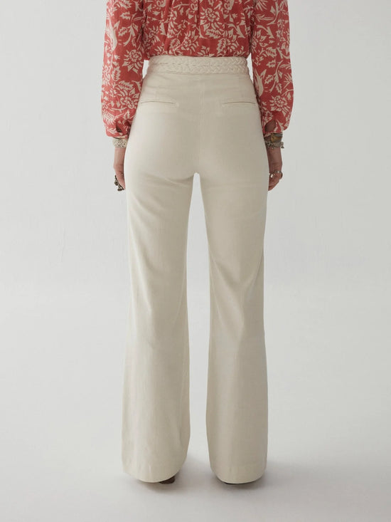 Back view of Maison Hotel's Ross Pants in the color Disco White