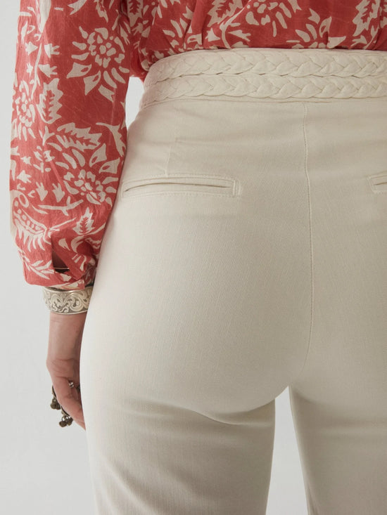 Back detail on Maison Hotel's Ross Pants in the color Disco White