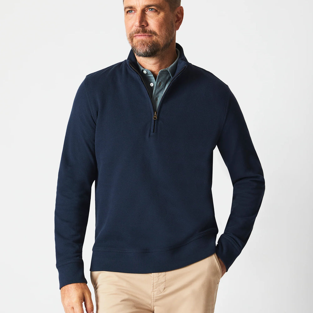 
                      
                        Front view of Billy Reid's Cullman Half Zip in the color Navy
                      
                    
