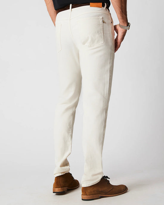 Back view of the Billy Reid Cotton Linen 5 Pocket Pant in the color Eggshell