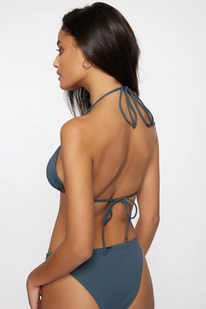 Back view of the O'Neill Saltwater Solids Venice Triangle Bikini Top in the color Slate