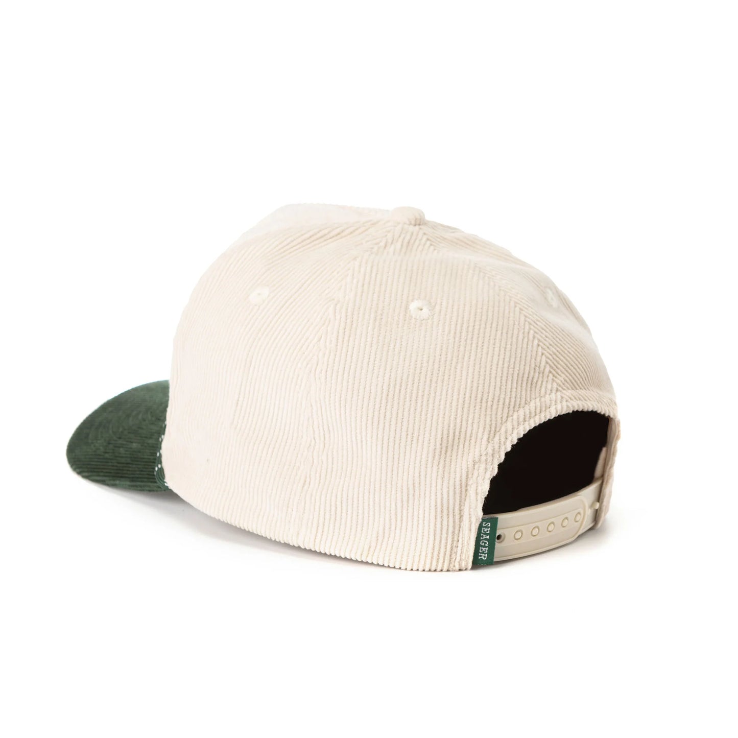 Men's green and white corduroy snapback hat from Seager