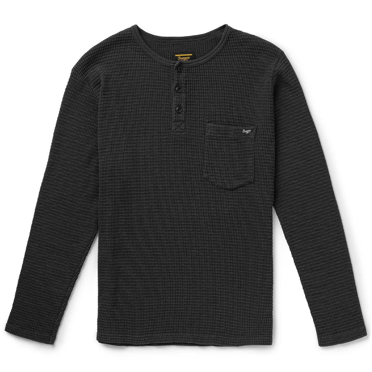 Seager Sawpit Henley Long Sleeve Thermal in Black