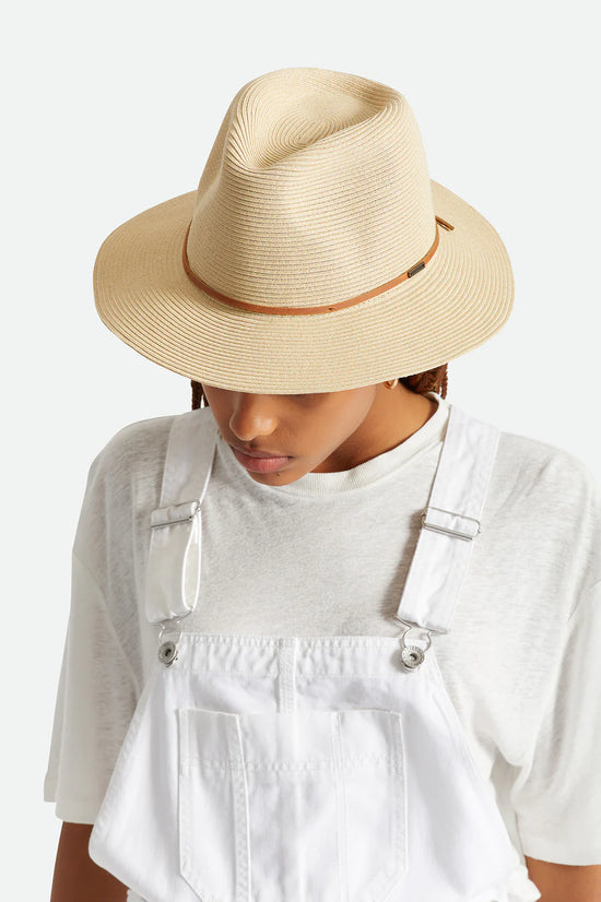 Brixton Wesley Straw Packable Fedora - Tan