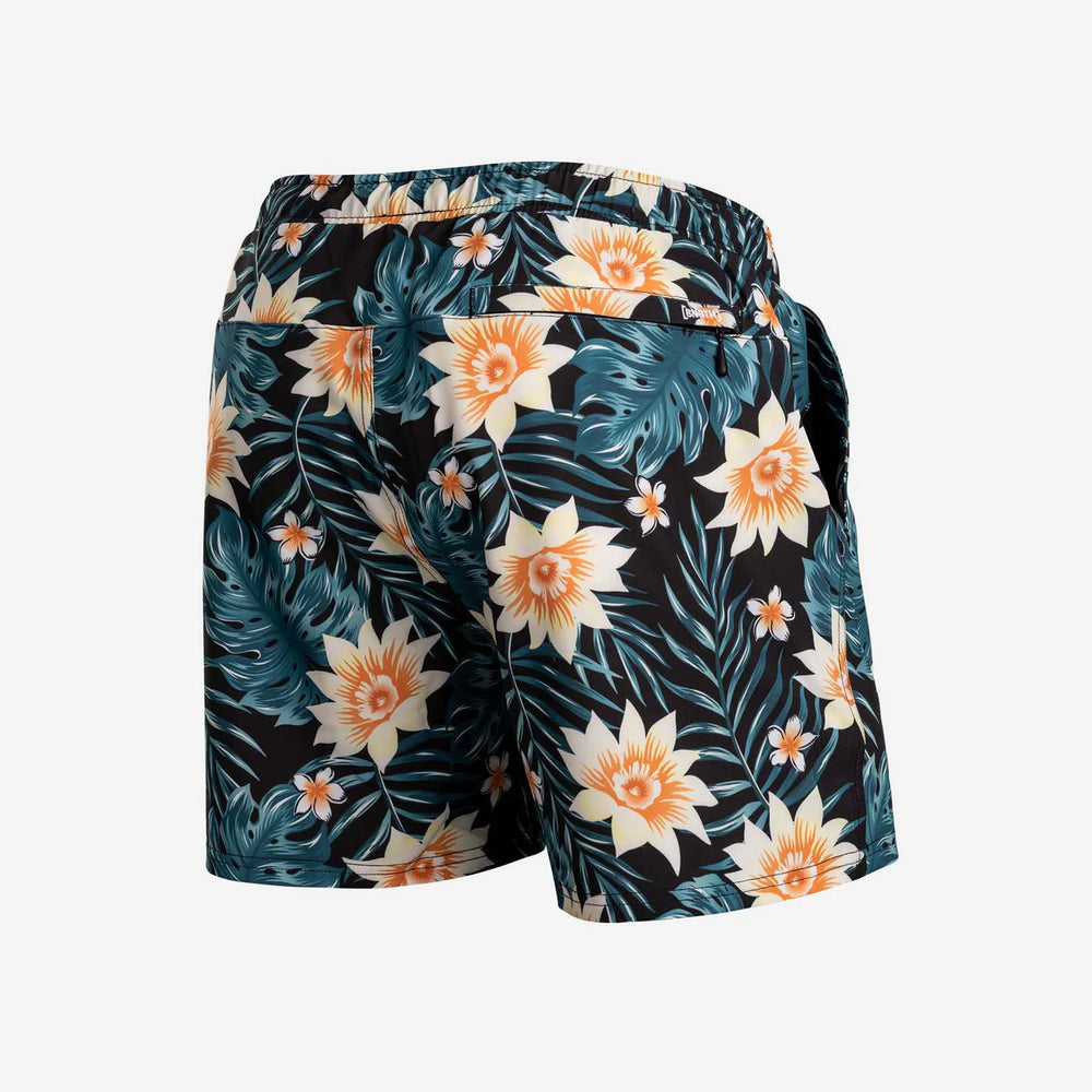 
                      
                        Back view of BN3TH's Agua Volley 2N1 Swim Short 5" in the color Tropical Floral Black
                      
                    