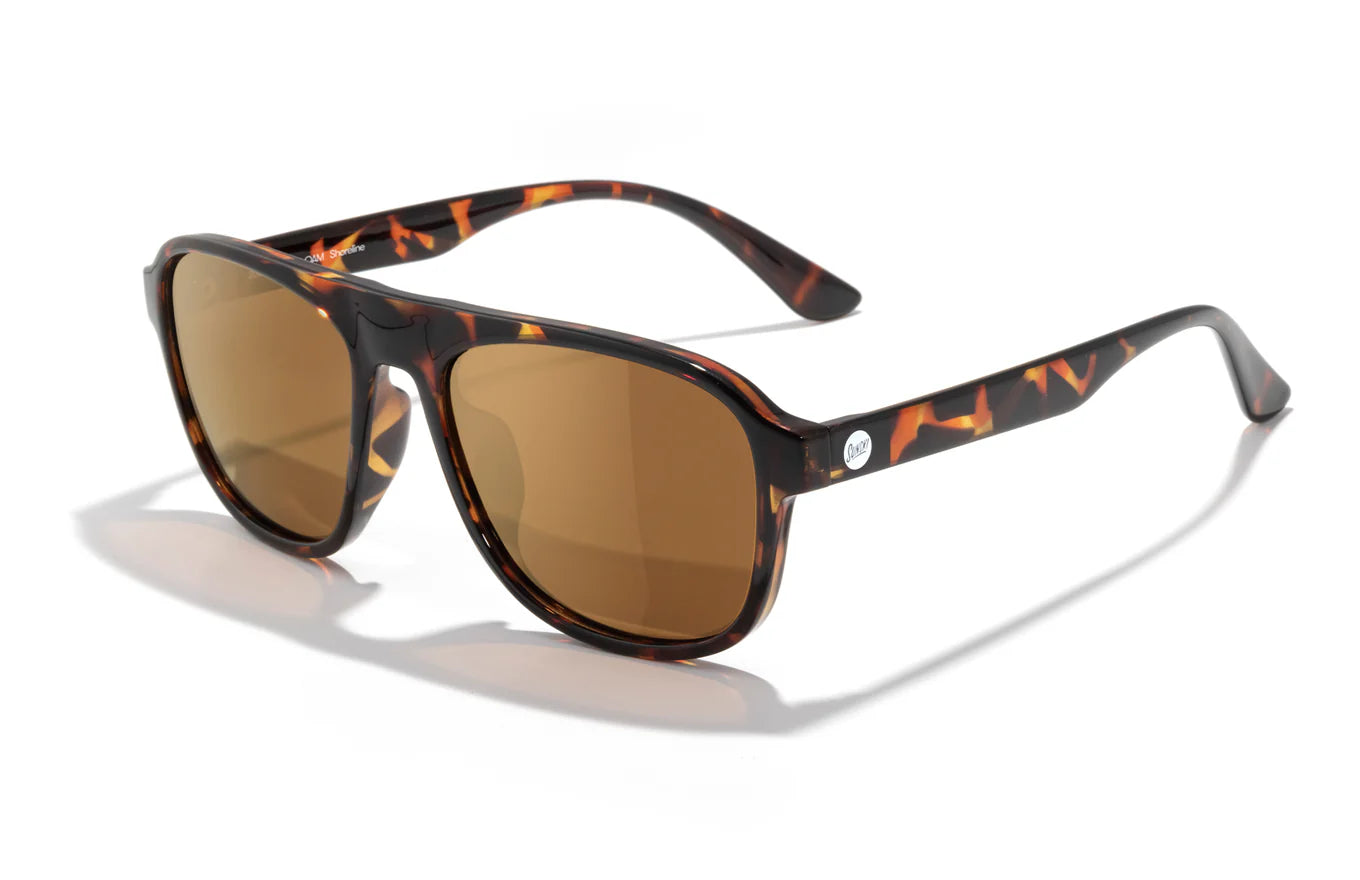 Side view of the  Tortoise Bronze Shoreline Sunglasses by Sunski