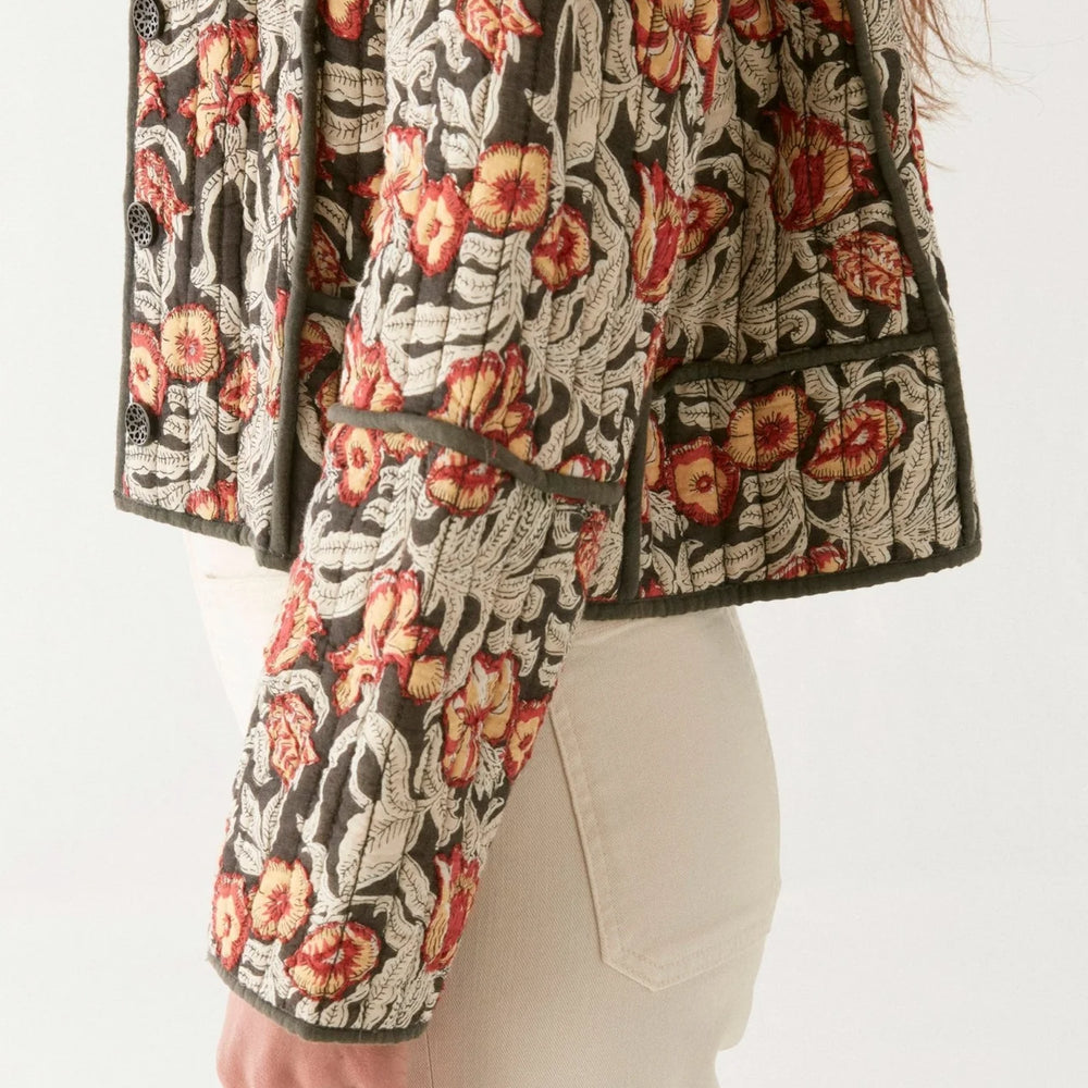 
                      
                        quilted floral print jacket
                      
                    