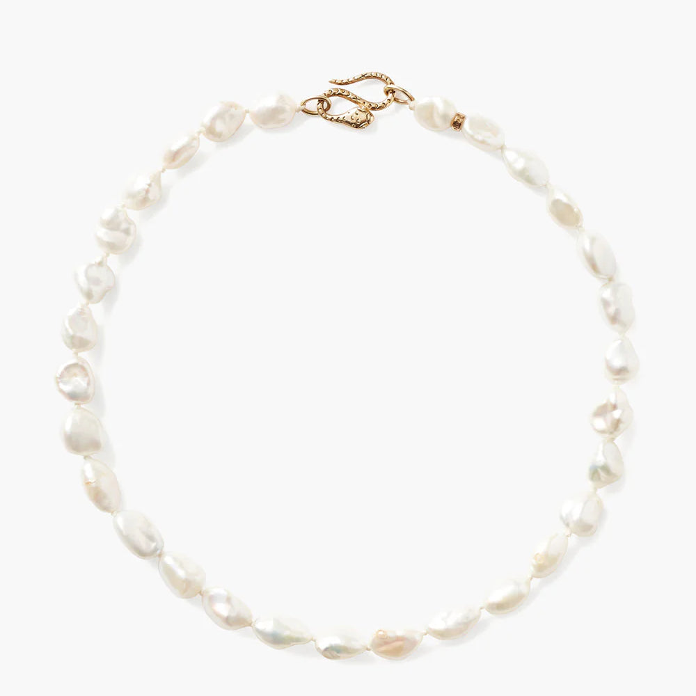 Chan Luu's White Keshi Pearl Cobra Necklace