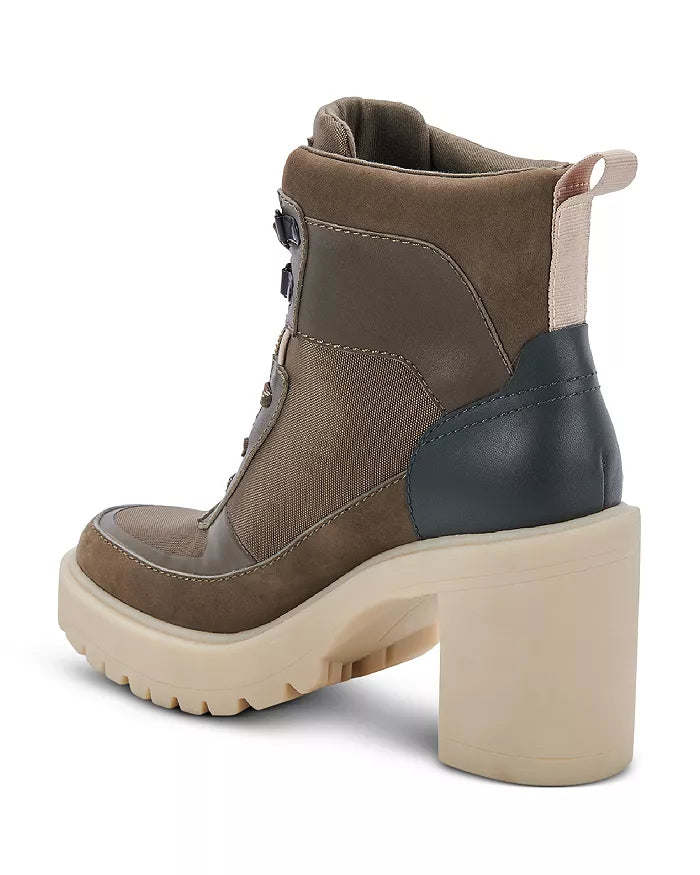 
                      
                        Dolce Vita Collin Lace Up Heeled Bootie in Olive Nylon
                      
                    