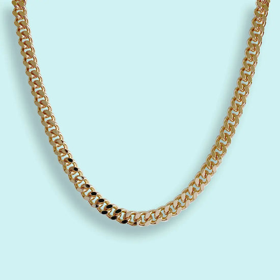 Heavy Gold Curb Chain Necklace - 16"