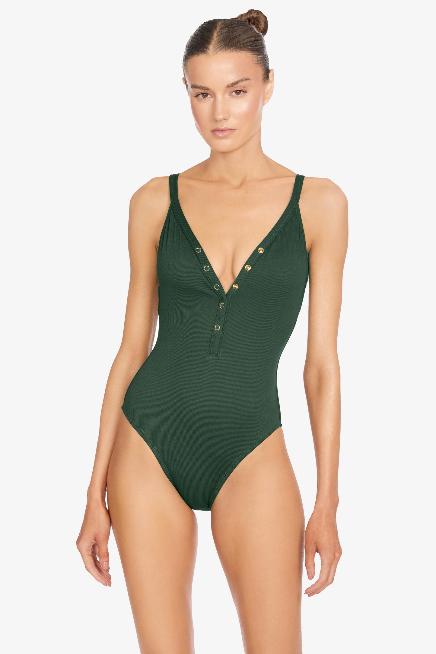Load image into Gallery viewer, Robin Piccone Amy V-Neck One Piece Swimsuit - Bonsai
