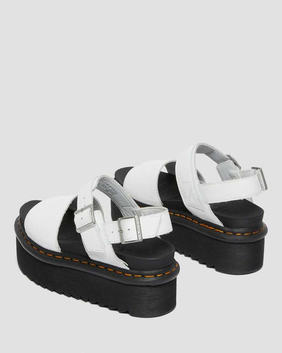 Dr. Martens Voss Quad Leather Strap Platform Sandals - White
