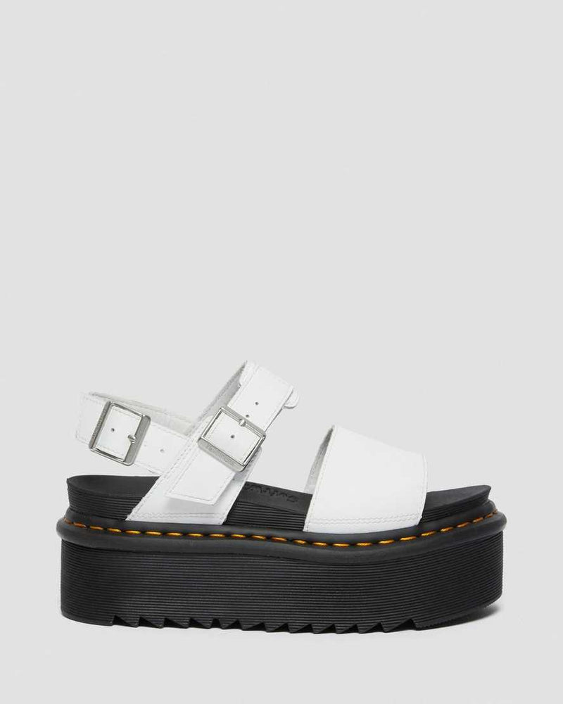 Dr. Martens Voss Quad Leather Strap Platform Sandals - White