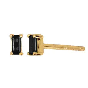 The Dara Black CZ Baguette Gold Stud Earrings by The Land Of Salt