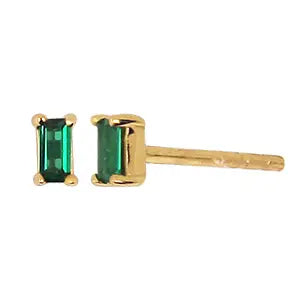 The Dara Emerald CZ Baguette Gold Stud Earrings by The Land Of Salt